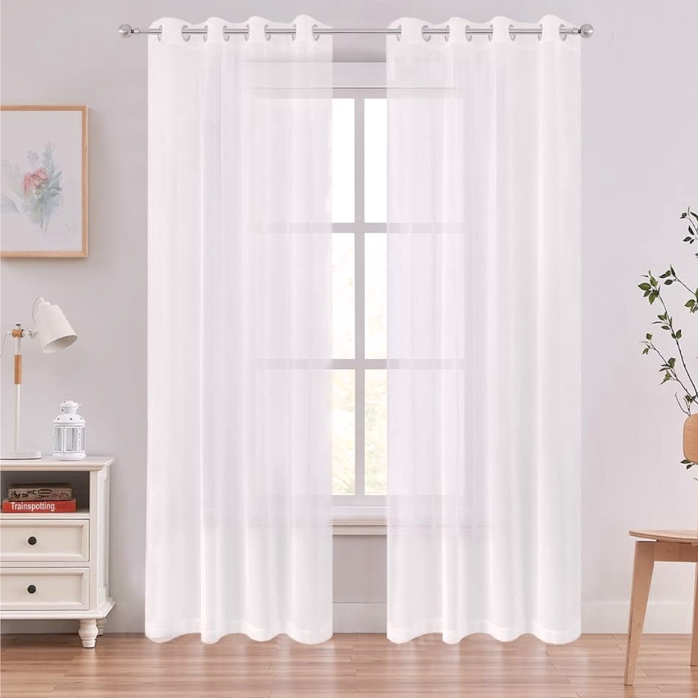 Sheer linen style Curtain Panels x2